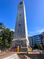 Belltower spray-painted with pro-Palestinian messages